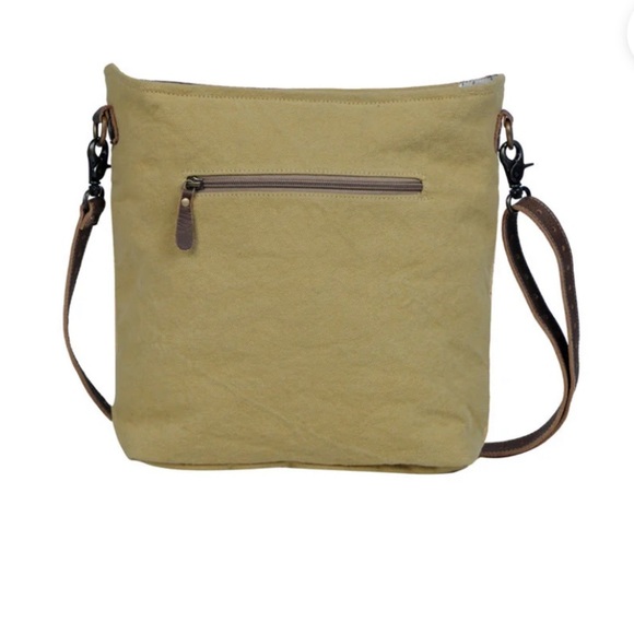 Myra Fragrant Yellow Shoulder Bag crossbody SW rug design embossed leather - Picture 3 of 16